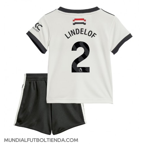 Camiseta Manchester United Victor Lindelof #2 Tercera Equipación Replica 2024-25 para niños mangas cortas (+ Pantalones cortos)